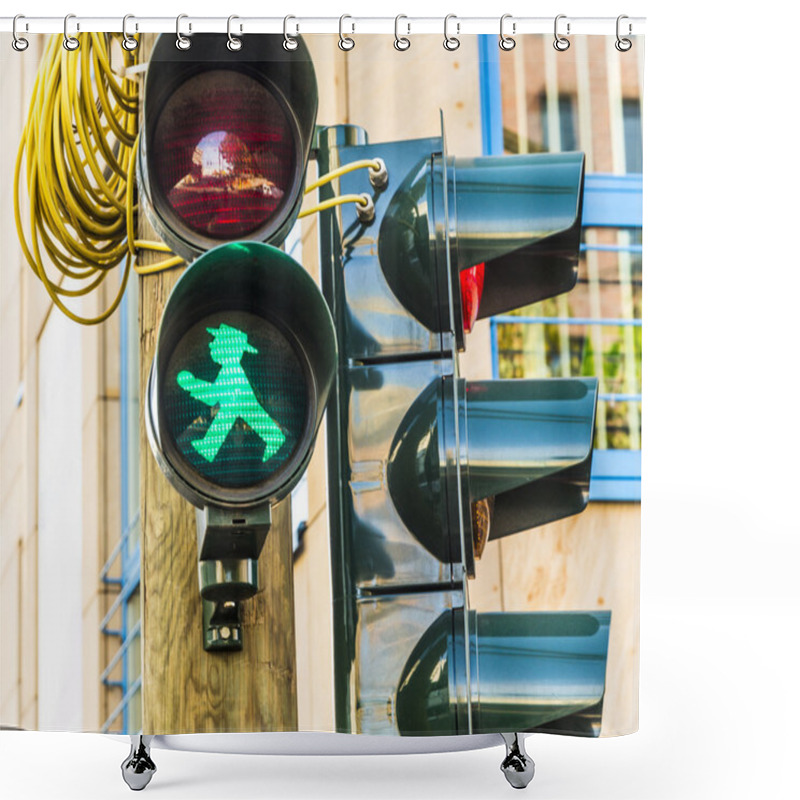 Personality  Ampelmann Is The Famous Symbol Shown On Pedestrian Signals In Th Shower Curtains