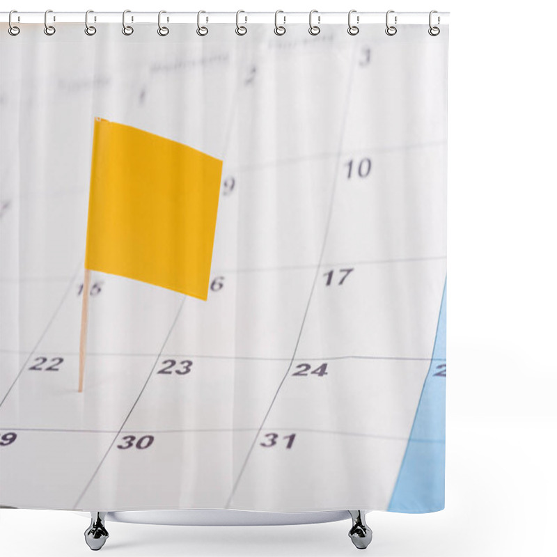 Personality  Selective Focus Of Yellow Flag On Number 22 In Calendar Shower Curtains