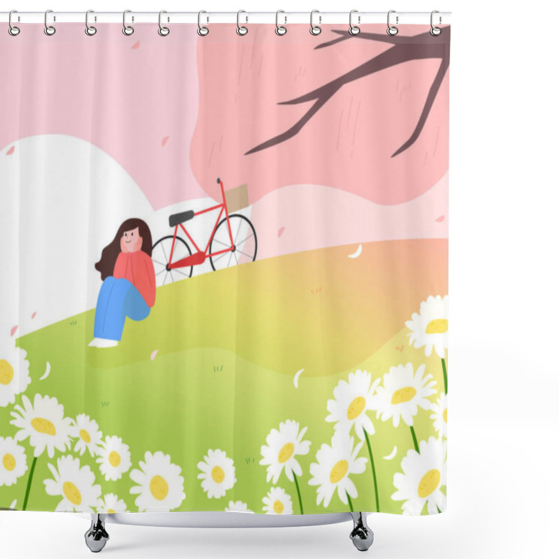 Personality  A Collection Of Exciting Spring Scenery Illustrations. Shower Curtains