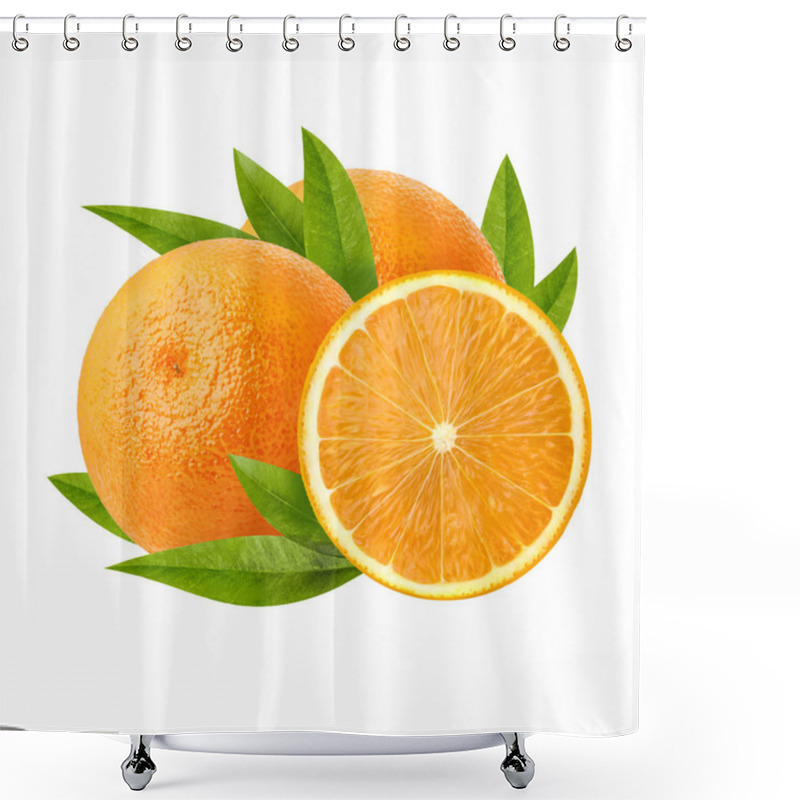 Personality  Two Ripe Juicy Orange And Its Half Isolated On White BackgroundThree Ripe Juicy Orange Shower Curtains