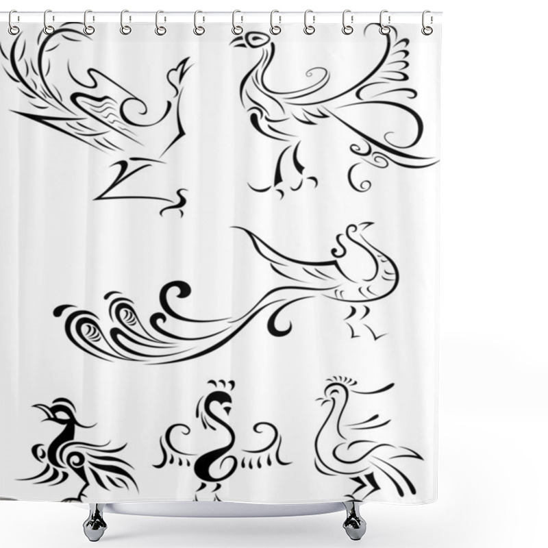 Personality  Phoenix Illustration Shower Curtains