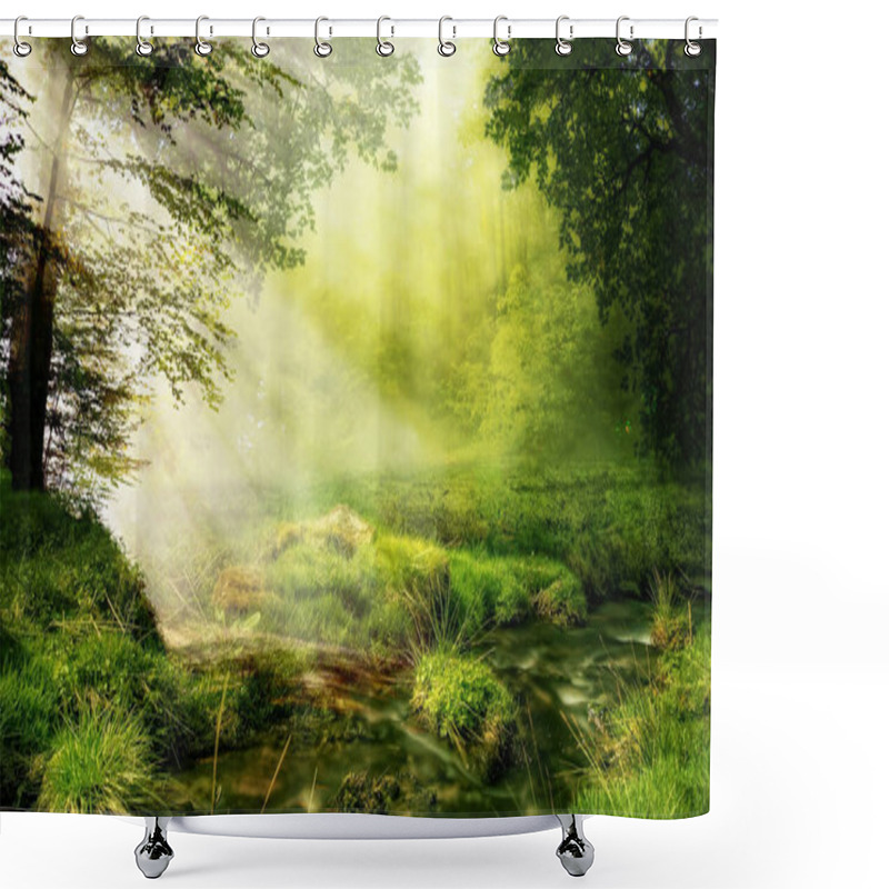 Personality  Beautiful Landscape Drawing Meadow In Tropical Forest - Beautiful Landscape Picture In The Rainforest Shower Curtains