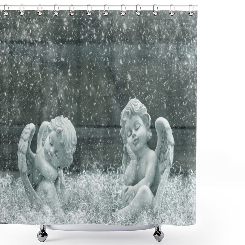 Personality  Sleeping Guardian Angels Christmas Decoration Shower Curtains