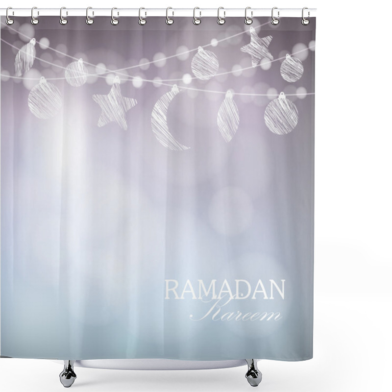 Personality  Garlands With Moon, Stars, Lights, Ramadan Vector Illustration  Shower Curtains