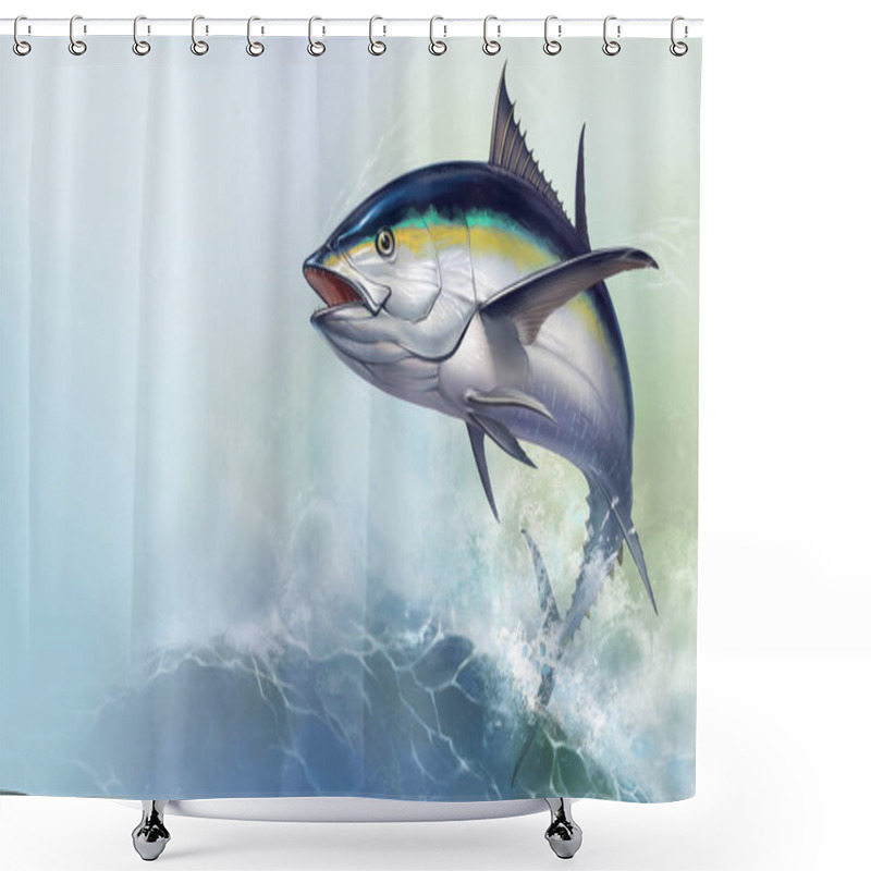 Personality  Tuna Jumps Out Of The Sea Shower Curtains