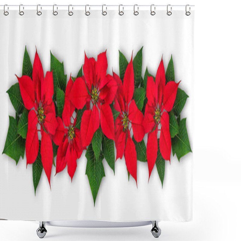 Personality  Poinsettia Flower Wreath Isolated Shower Curtains