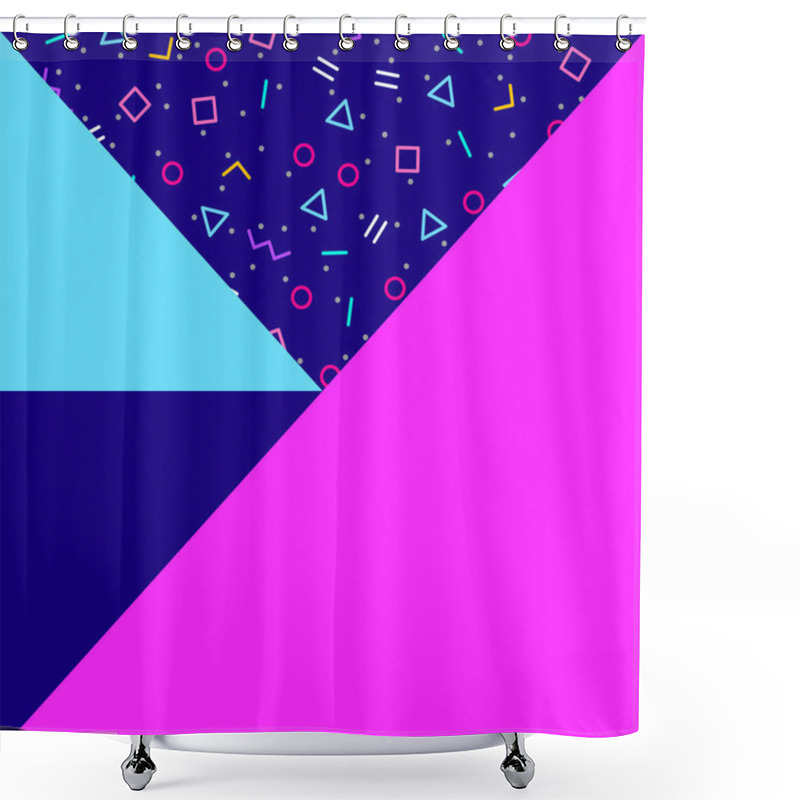 Personality  Abstract Geometric Background, Neon Memphis Style Shower Curtains