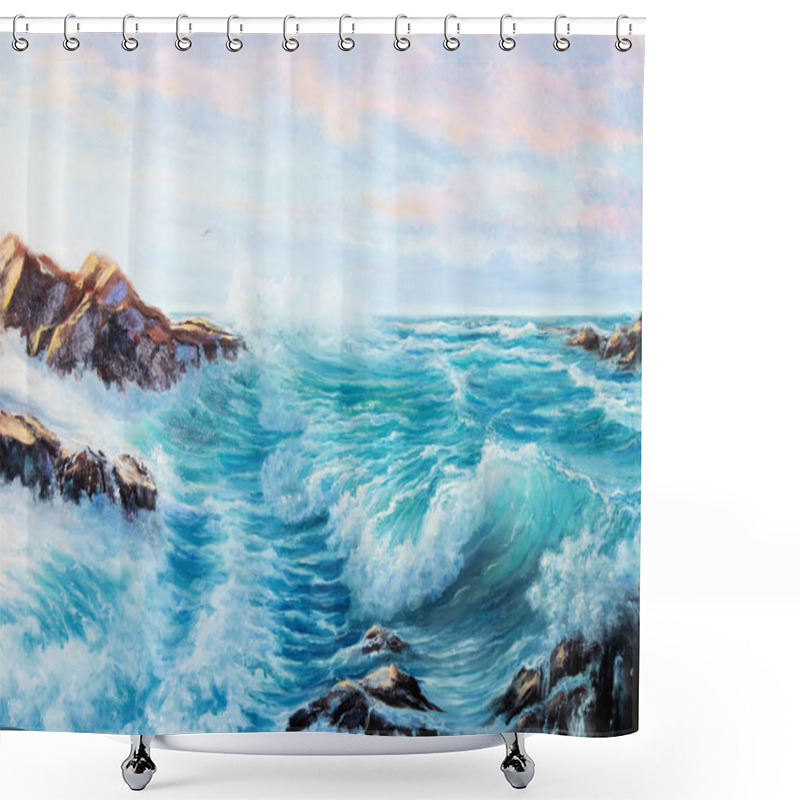 Personality  Ocean Waves Shower Curtains