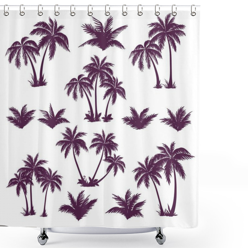 Personality  Set Of Silhouettes Of Palm Trees Shower Curtains