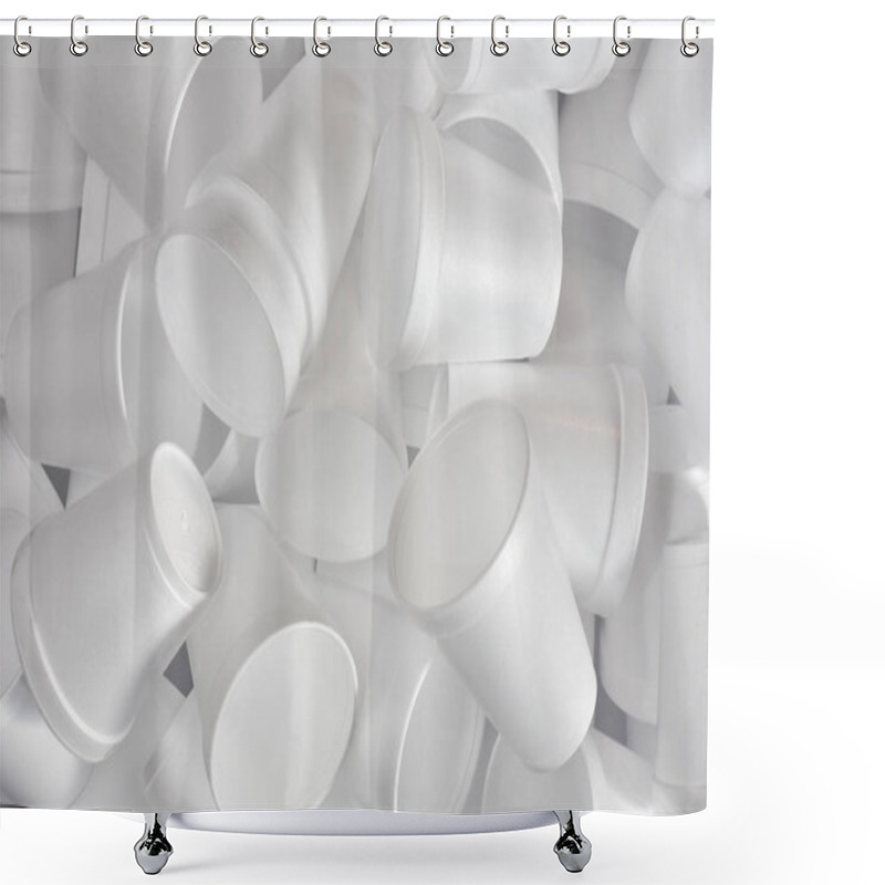 Personality  An Abstract Image Of White Disposable Styrofoam Coffee Cups In A Heap.  Shower Curtains