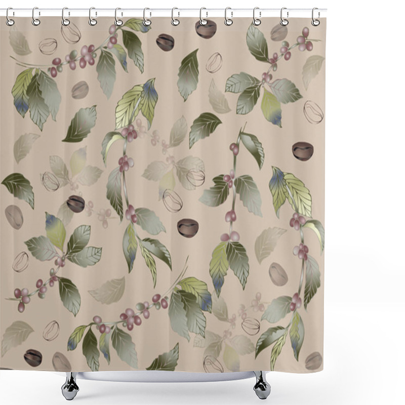 Personality  Seamless Background With Branches Coffee Tree, Fashionable Moder Shower Curtains