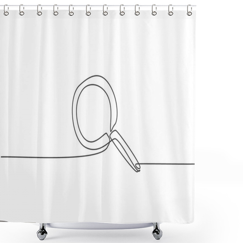 Personality  Continuous One Line Drawing Magnifier Zoom. Back To School Hand Drawn Minimalism Concept. Search Discovery Icon On Internet Website. Single Line Draw Design For Education Vector Graphic Illustration Shower Curtains