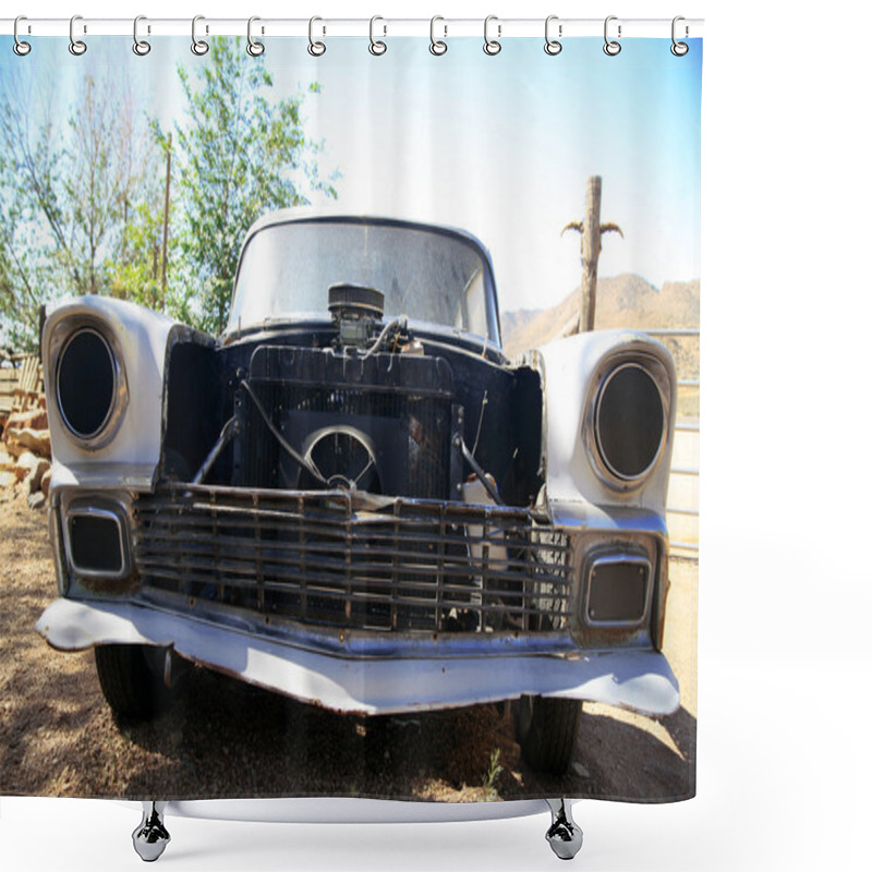 Personality  Old Classical American Car In Desert Shower Curtains