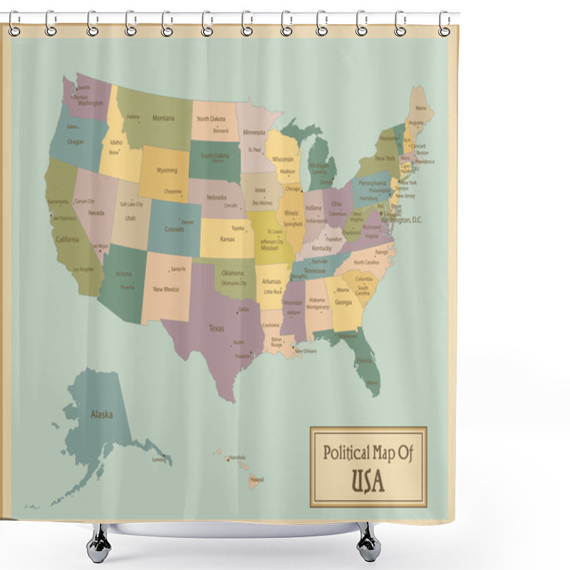 Personality  USA-highly Detailed Map. Shower Curtains