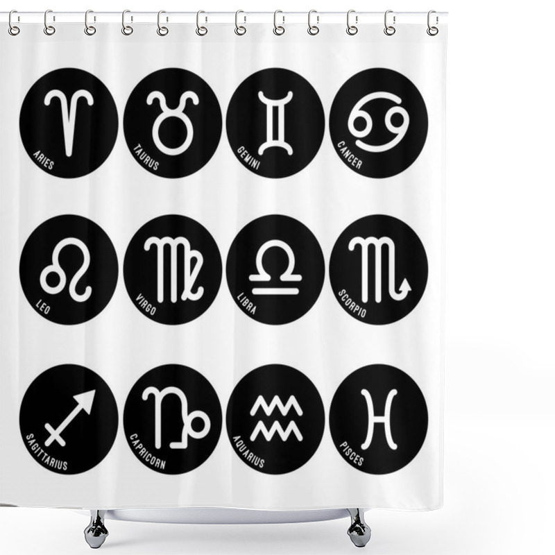 Personality  Astrology Symbols, Zodiac Signs Vector Isolated Icons Shower Curtains