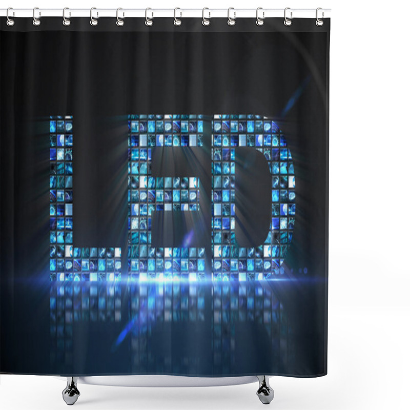 Personality  Led Made Of Digital Screens In Blue Shower Curtains