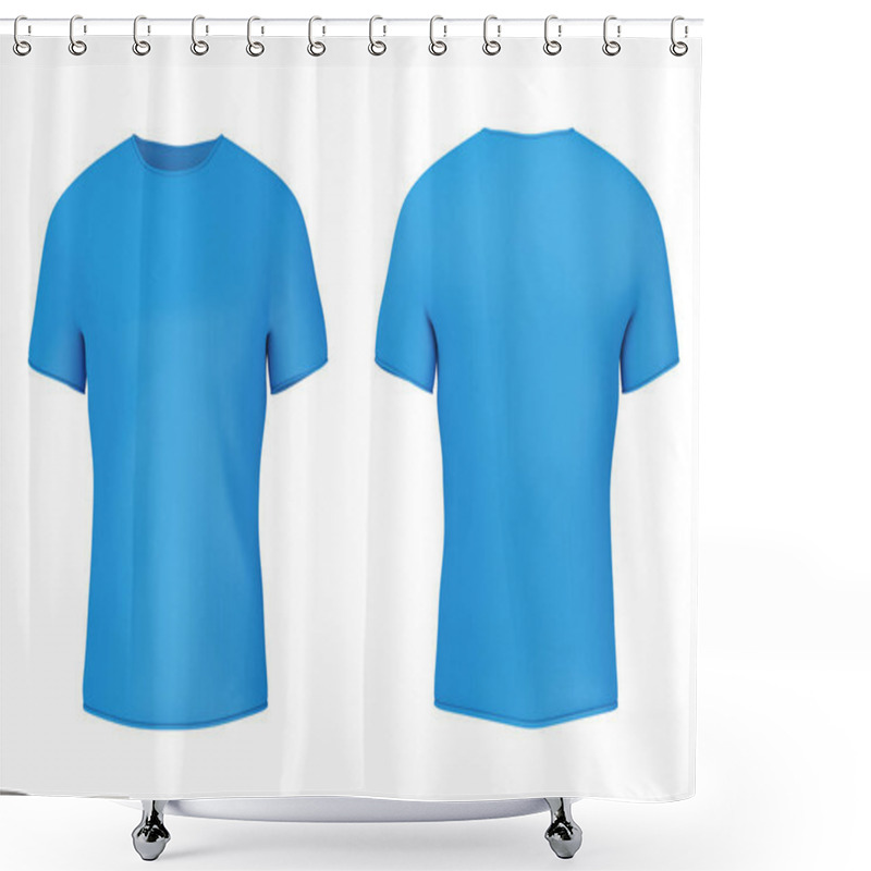 Personality  Closeup Blue Blank T-Shirt With Empty Space For Yours Design. 3d Shower Curtains