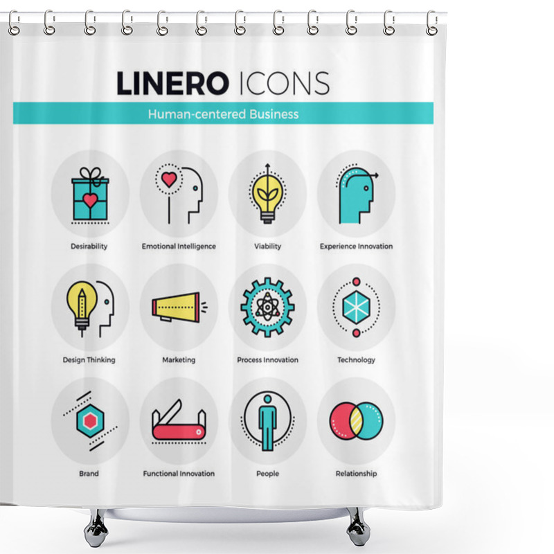 Personality  Human Centered Business Linero Icons Set Shower Curtains