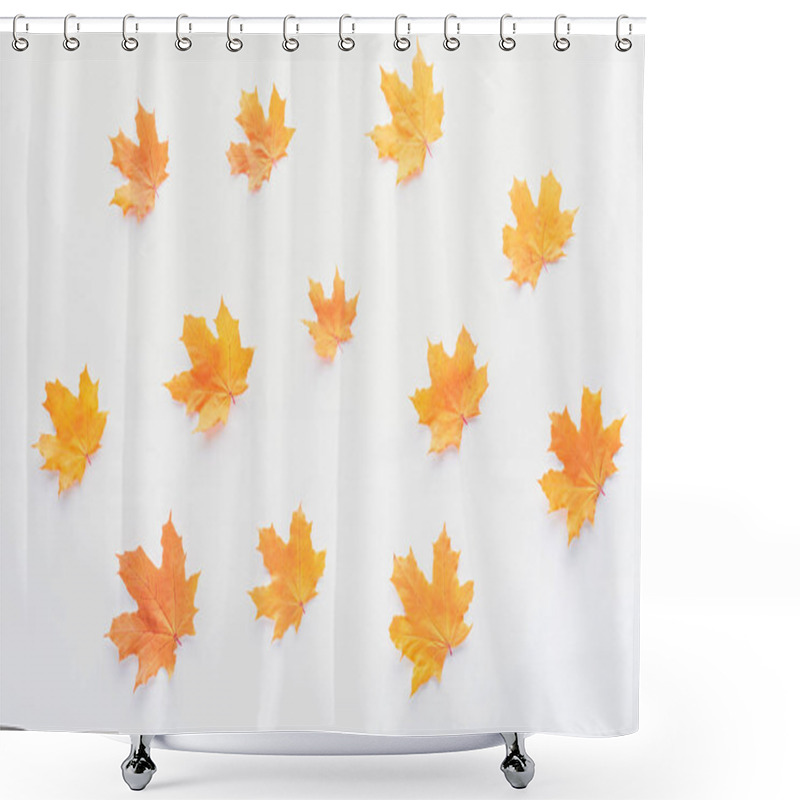 Personality  Set Of Orange Autumnal Maple Leaves Isolated On White Shower Curtains