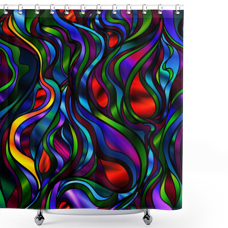 Personality  Psychedelic Abstract Stained Glass Shower Curtains