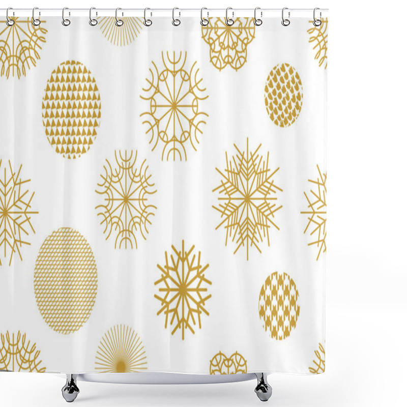 Personality  Golden Christmas Background With Geometric Motifs.  Shower Curtains