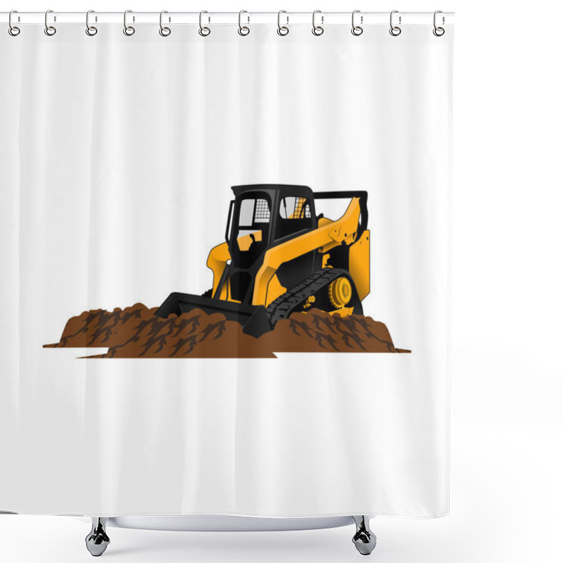 Personality  Skid Steer Heavy Equipment Illustration On White Background Shower Curtains