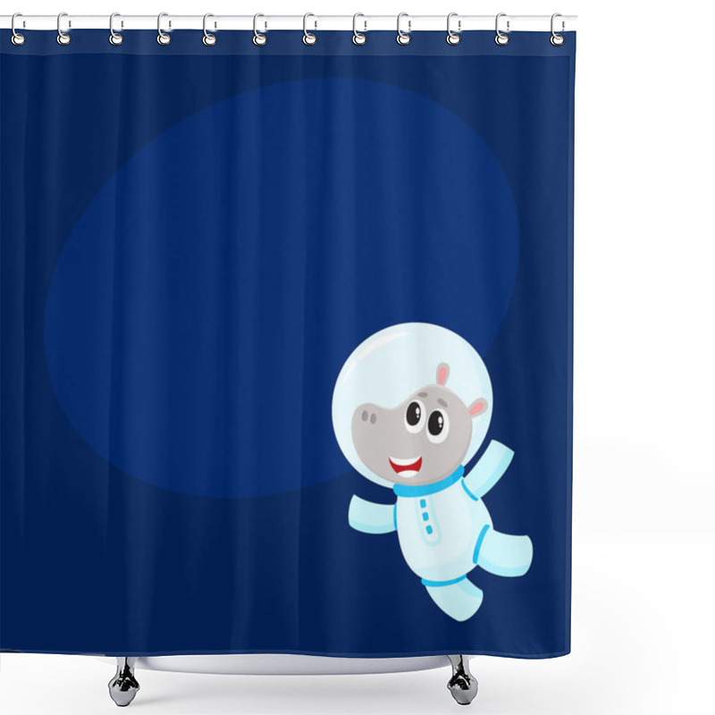 Personality  Cute Little Hippo Animal Astronaut, Spaceman Character Wearing Space Suit Shower Curtains