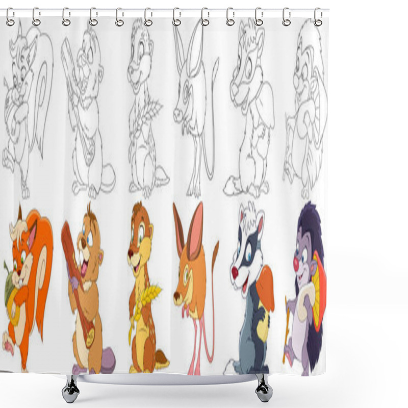 Personality  Cartoon Animals Set Shower Curtains