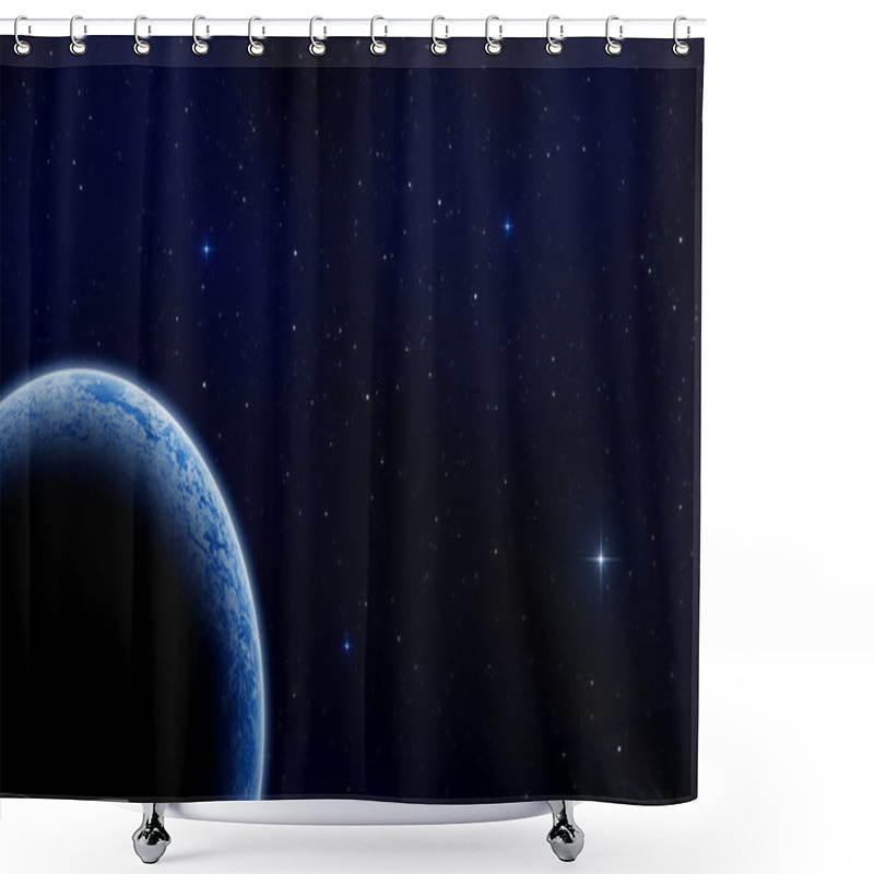 Personality  Our Planet Earth View From Space. Stars And Planet Seen From Dark Space. Universe And Shining Star Background Image. Shower Curtains