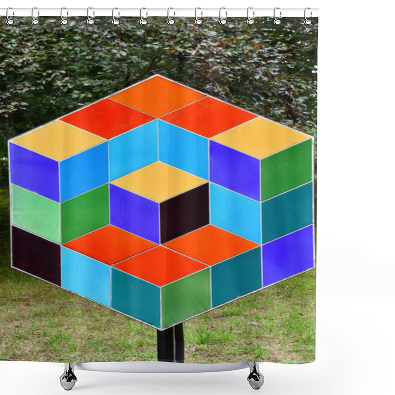 Personality  Vascoeuil, France - August 14 2020 : Vasarely Work In The Castle Park Shower Curtains