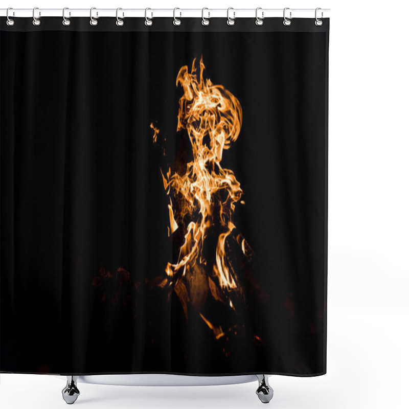 Personality  Logs Burning In Camp Fire Isolated On Black Shower Curtains