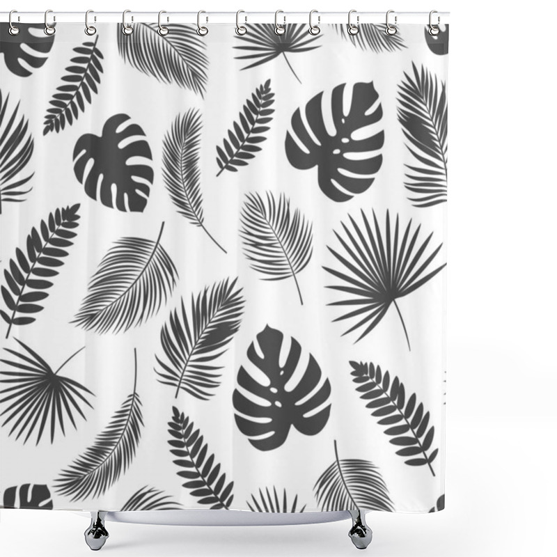 Personality  Seamless Pattern Silhouettes Tropical Leaves Shower Curtains