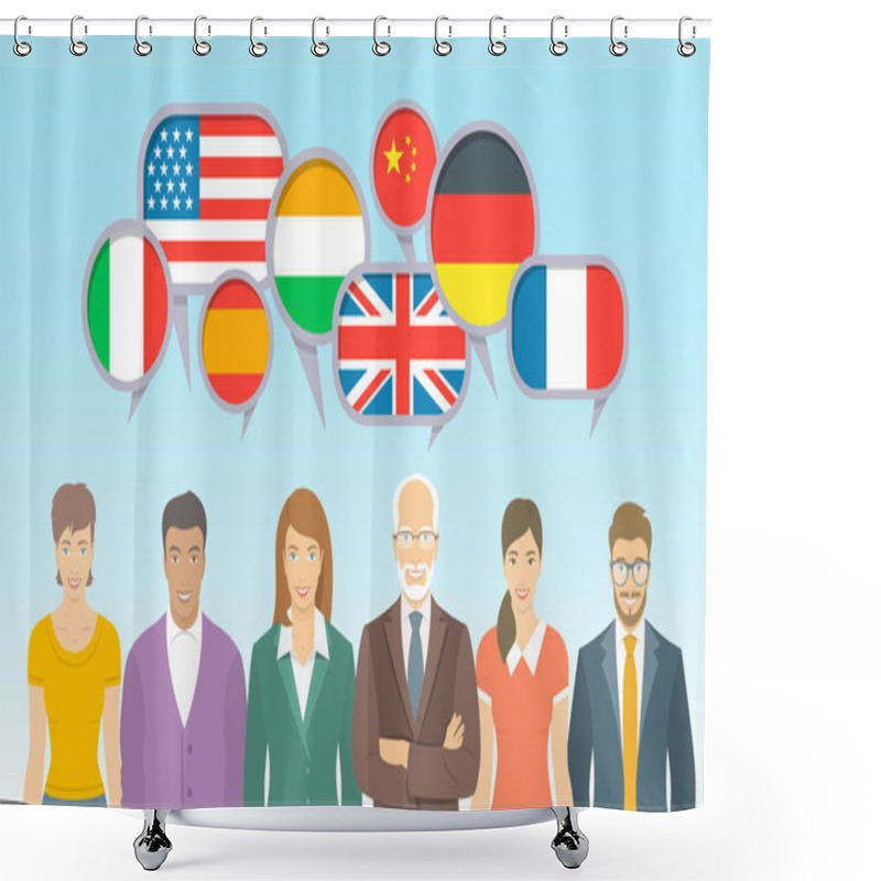 Personality  Foreign Language School For Adults Flat Illustration Shower Curtains