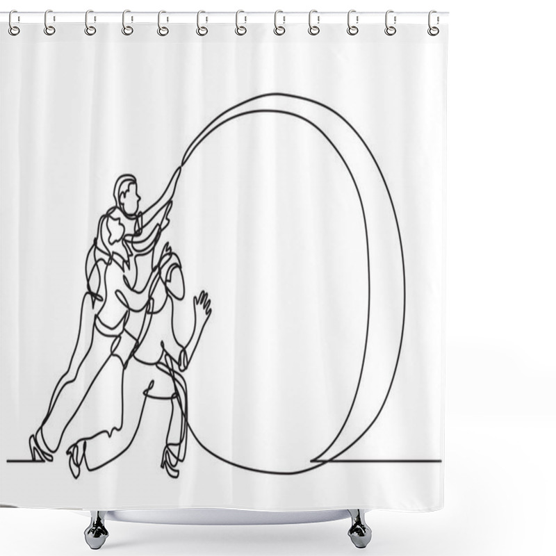 Personality  Continuous Line Drawing Of Business Situation - Team Efforts Shower Curtains