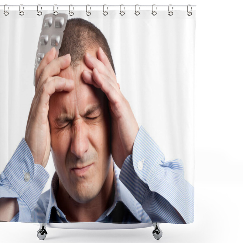 Personality  Businessman With Headache Shower Curtains