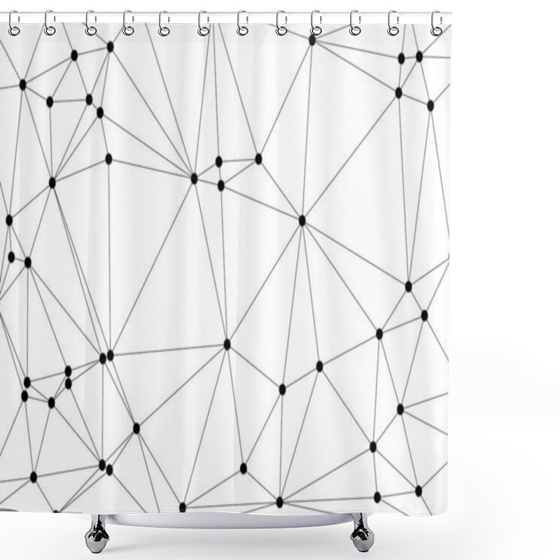 Personality  Abstract Polygonal Mesh With Black Nodes And Thin Lines, Creating A Minimalist Geometric Network Pattern Shower Curtains