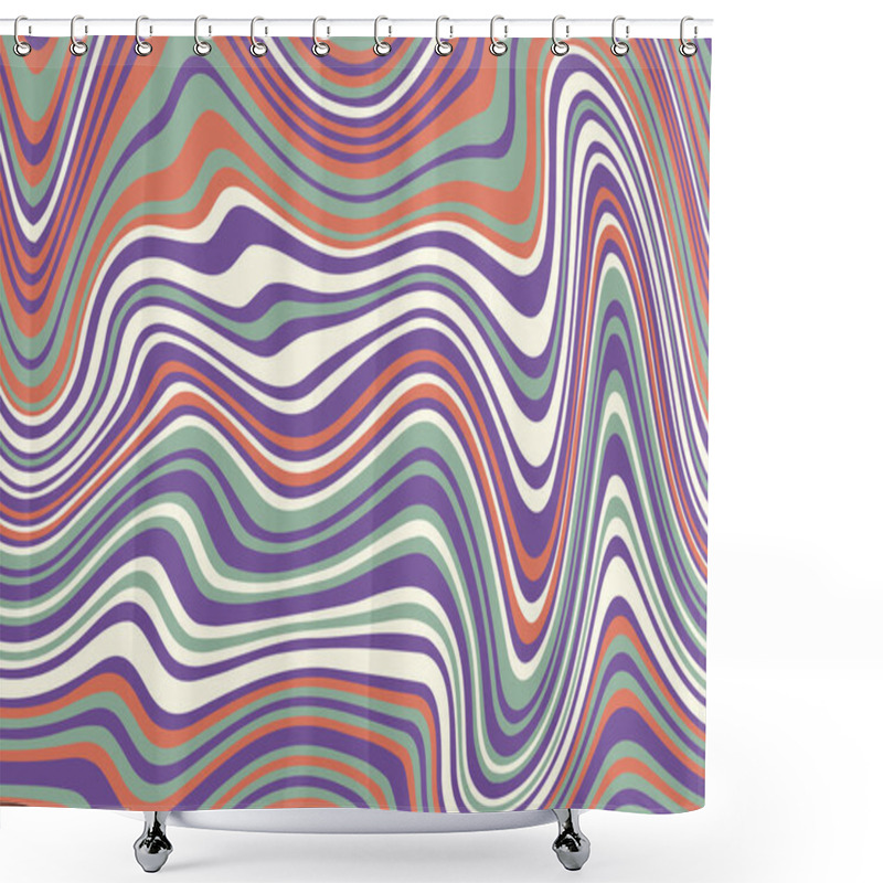 Personality  Flat Abstract Psychedelic Groovy Background. Vector Illustration. Shower Curtains