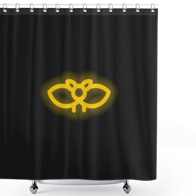 Personality  Bat Yellow Glowing Neon Icon Shower Curtains