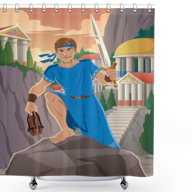 Personality  Under The Rock The Greek Hero Theseus, The Slayer Of The Minotaur, Found A Sword And A Pair Of Sandals. Shower Curtains