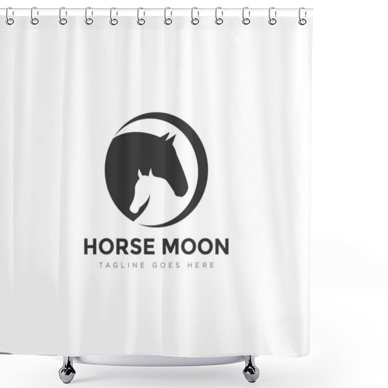 Personality  Horse Moon Logo, With Eclipse And Negative Space Of Cubs Vector Shower Curtains