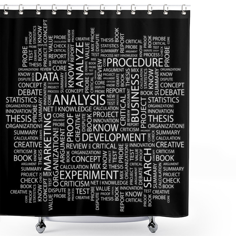 Personality  ANALYSIS. Word Collage On Black Background Shower Curtains