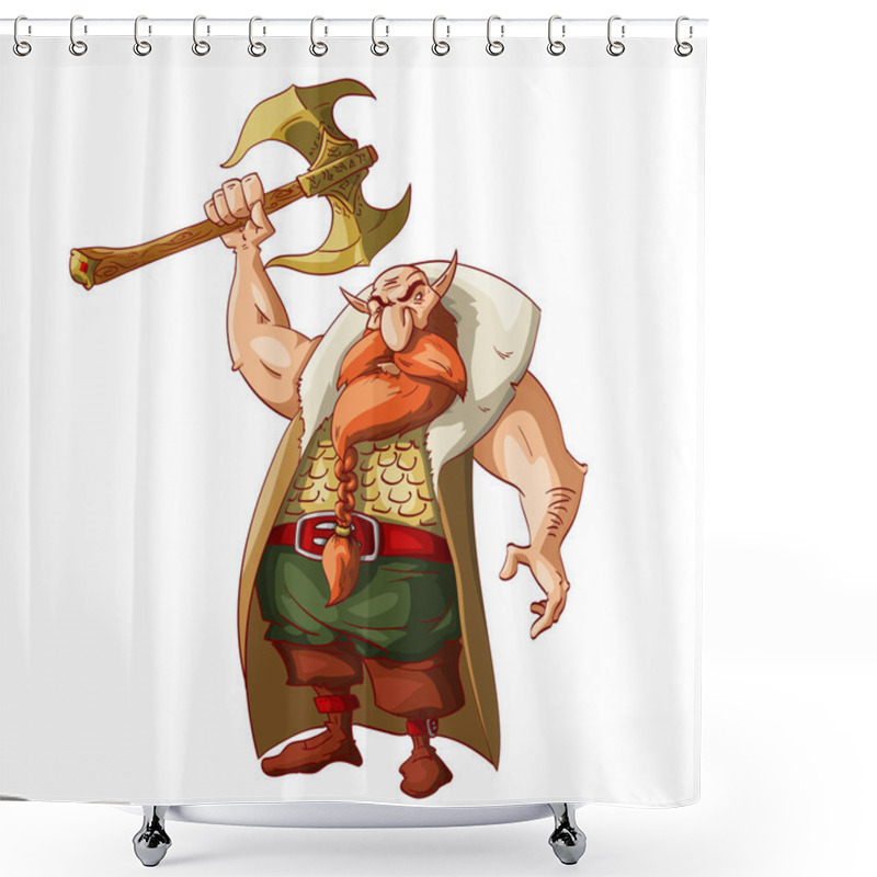 Personality  Cartoon Fantasy Dwarf Warrior Shower Curtains