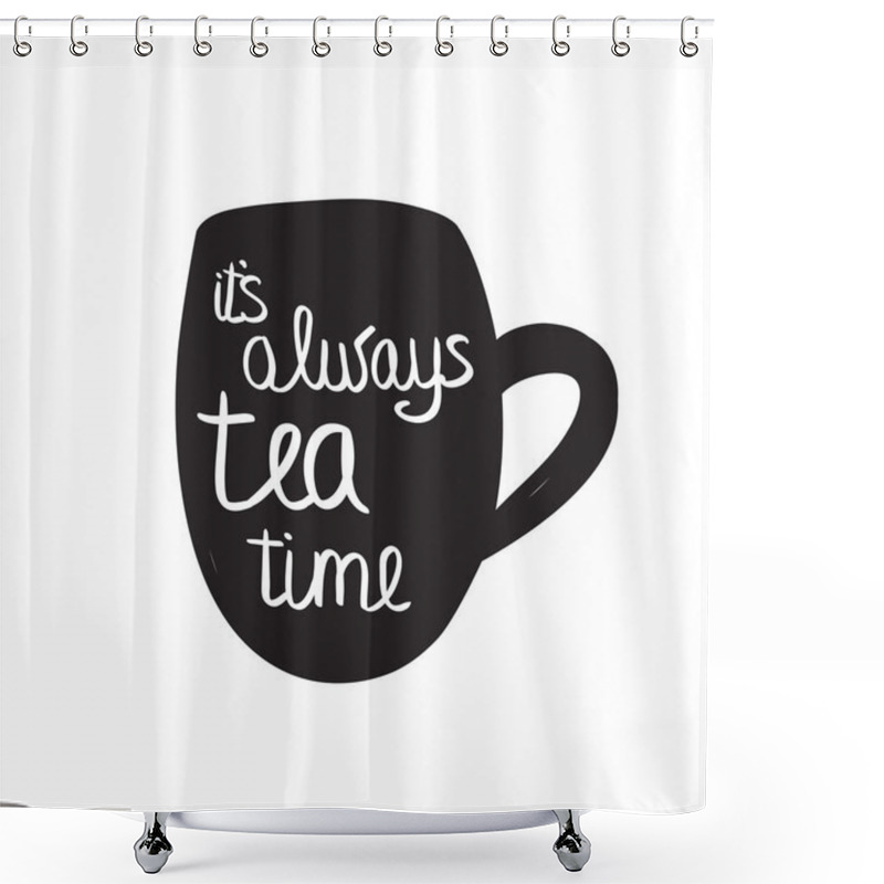 Personality  Cup With Tea In Vector Shower Curtains