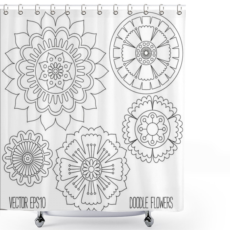 Personality  Doodle Flowers Set Shower Curtains