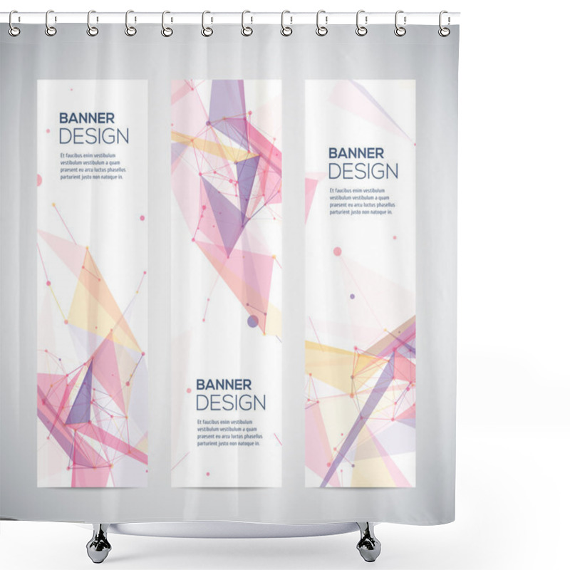 Personality  Vector Vertical Banners Set With Polygonal Abstract Shapes, Circles, Lines, Triangles Shower Curtains