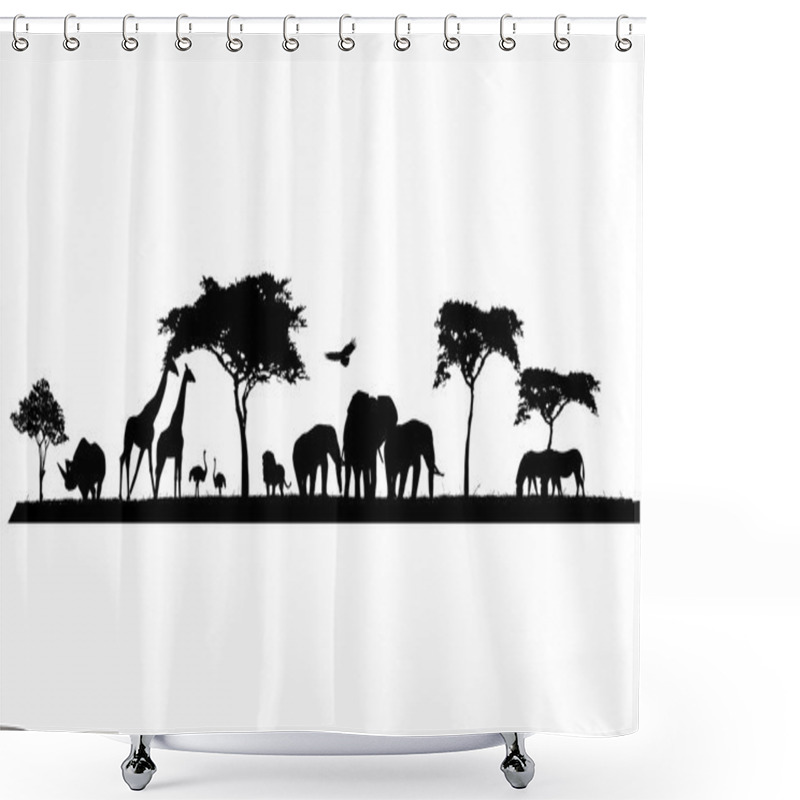 Personality  Silhouette Of Wildlife And Wildlife Animals Shower Curtains