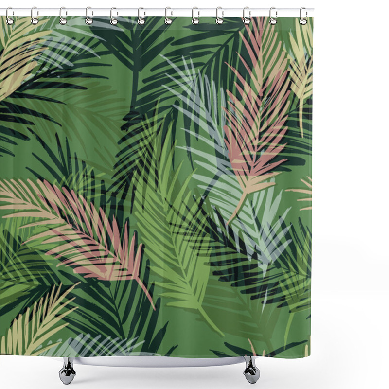 Personality  Seamless Exotic Pattern With Palm Leaves Shower Curtains