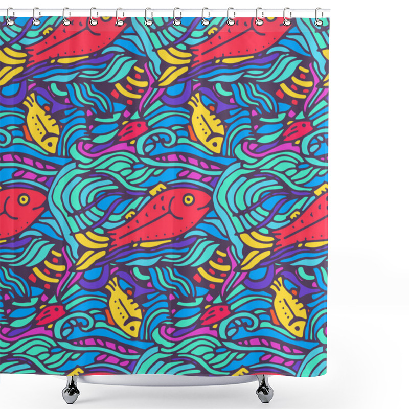 Personality  Seamless Pattern With Fishes Shower Curtains