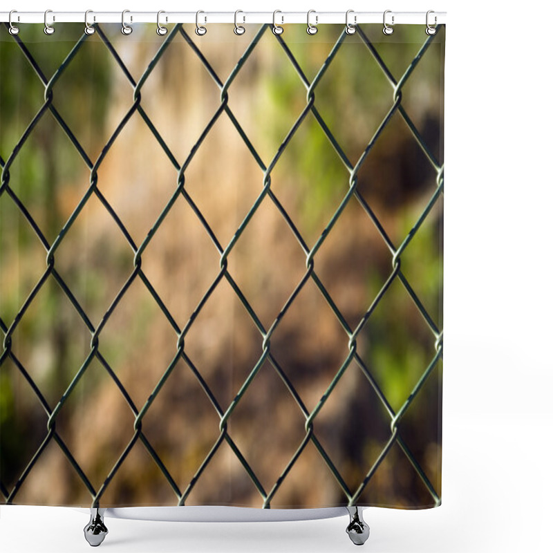 Personality  Diagonal Diamond Pattern Chain Link Fence Outside Boundary Shower Curtains