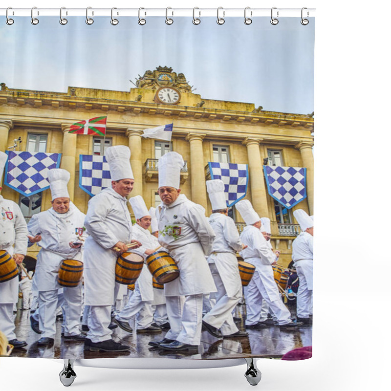 Personality  Cooks Drumming At The Tamborrada, The Drum Parade To Celebrated  Shower Curtains